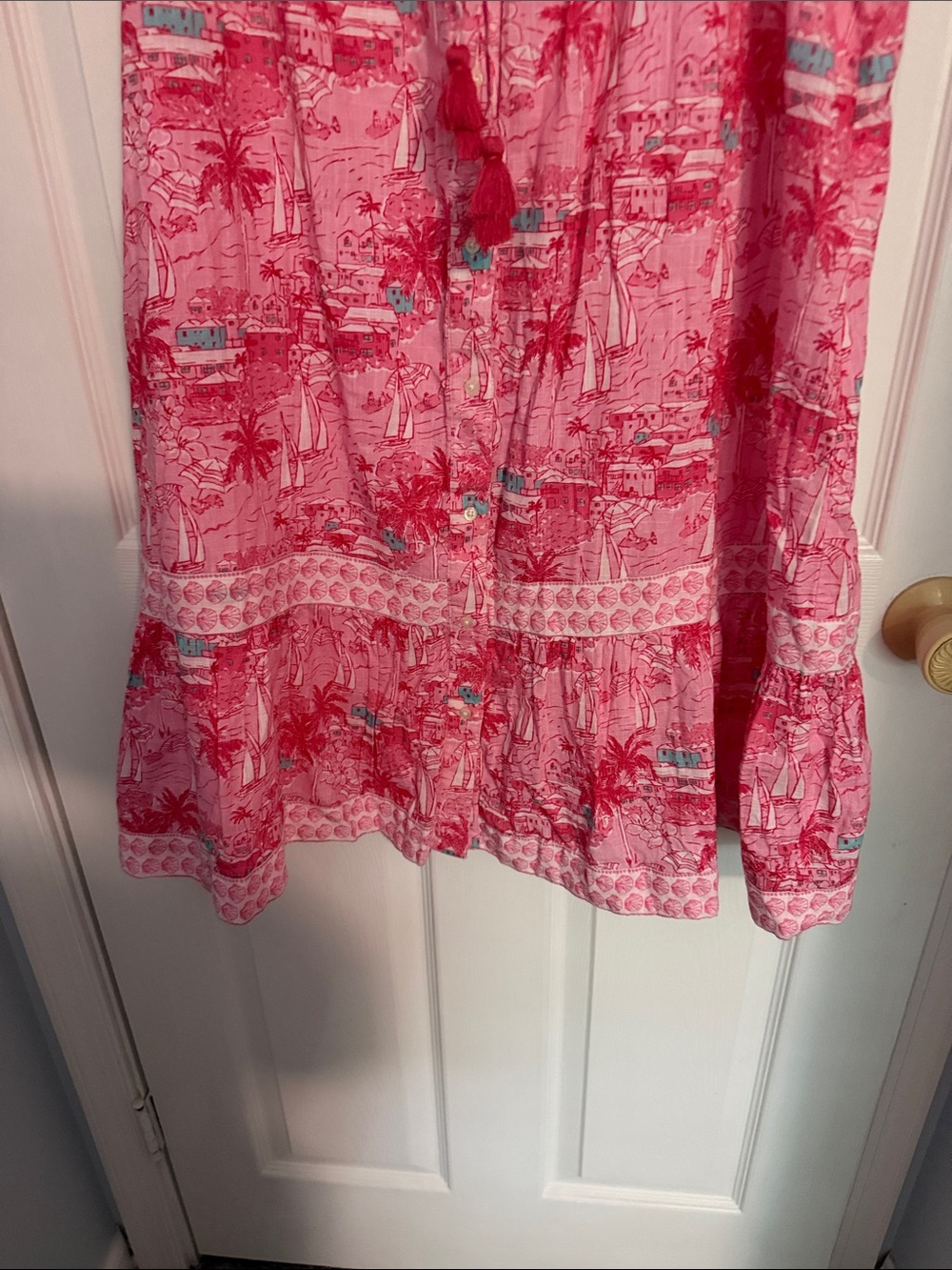 Vineyard Vines Pink Printed Ruffle-Trim Midi Dress - Picture 5 of 9